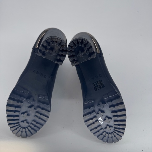 DKNY Black Lace Up High Heel Boots Womens Sz 8.5 chunky moto whimsigoth leather - Picture 7 of 10